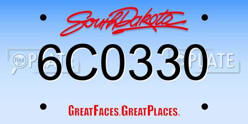 6C0330 South Dakota License Plate