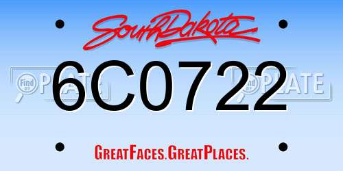 6C0722 South Dakota License Plate