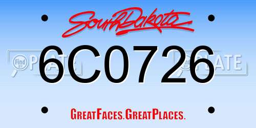 6C0726 South Dakota License Plate