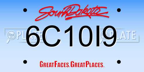 6C10I9 South Dakota License Plate