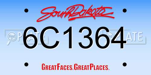 6C1364 South Dakota License Plate