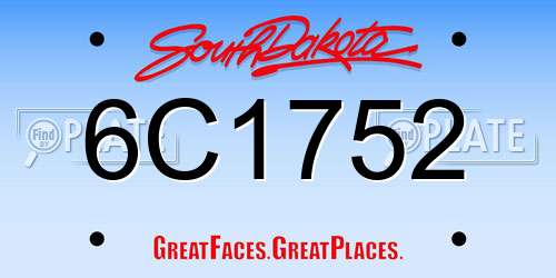 6C1752 South Dakota License Plate