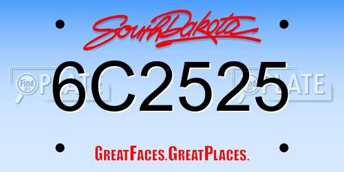 6C2525 South Dakota License Plate