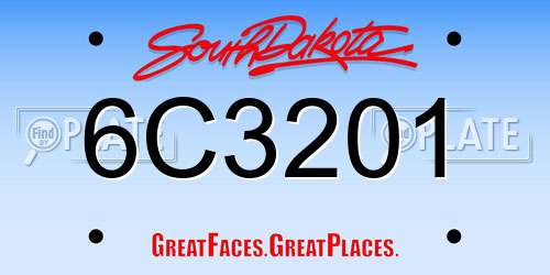 6C3201 South Dakota License Plate