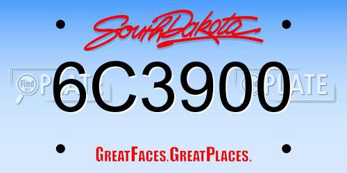 6C3900 South Dakota License Plate