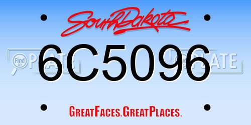 6C5096 South Dakota License Plate