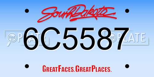 6C5587 South Dakota License Plate