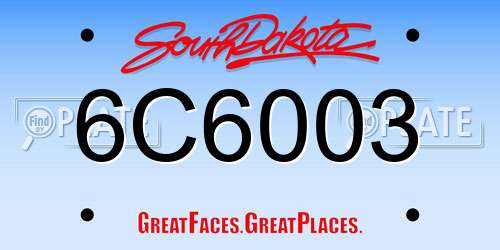 6C6003 South Dakota License Plate