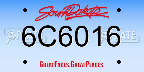 6C6016 South Dakota License Plate