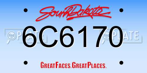 6C6170 South Dakota License Plate