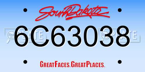 6C63038 South Dakota License Plate