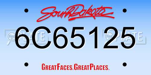 6C65125 South Dakota License Plate