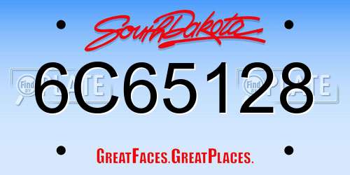 6C65128 South Dakota License Plate