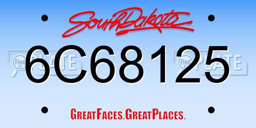 6C68125 South Dakota License Plate
