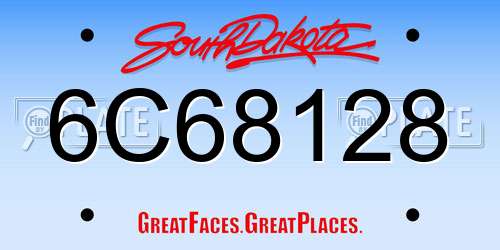 6C68128 South Dakota License Plate