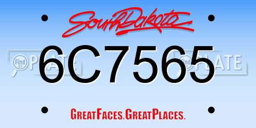 6C7565 South Dakota License Plate