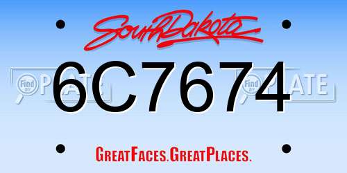 6C7674 South Dakota License Plate