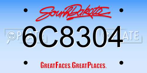 6C8304 South Dakota License Plate