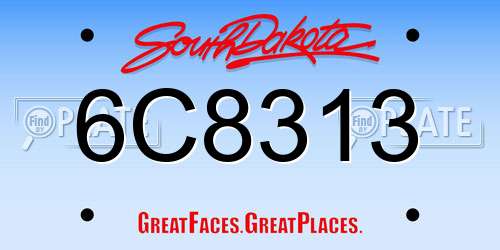 6C8313 South Dakota License Plate