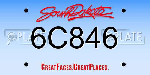 6C846 South Dakota License Plate