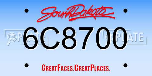 6C8700 South Dakota License Plate