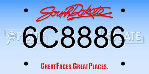 6C8886 South Dakota License Plate