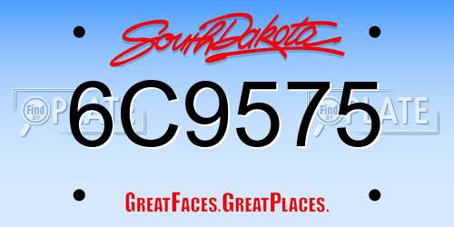 6C9575 South Dakota License Plate