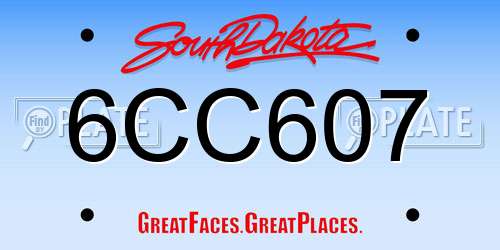6CC607 South Dakota License Plate