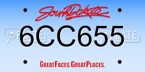 6CC655 South Dakota License Plate