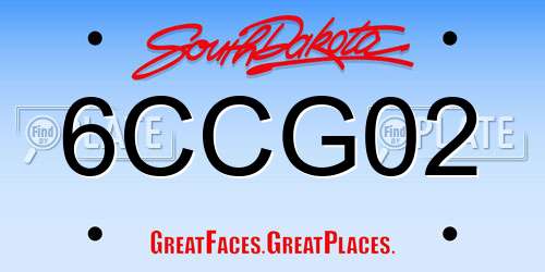 6CCG02 South Dakota License Plate