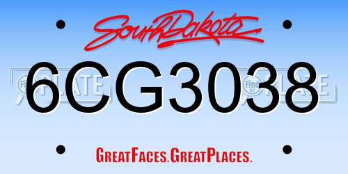 6CG3038 South Dakota License Plate