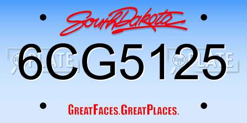 6CG5125 South Dakota License Plate