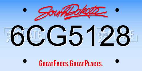 6CG5128 South Dakota License Plate