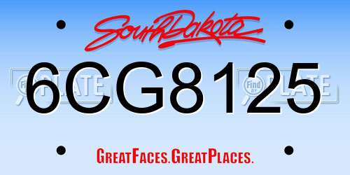 6CG8125 South Dakota License Plate
