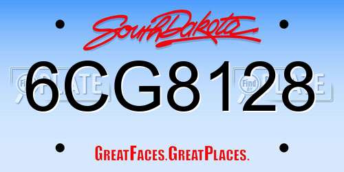 6CG8128 South Dakota License Plate