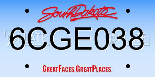 6CGE038 South Dakota License Plate