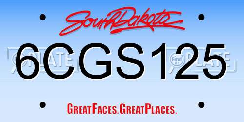 6CGS125 South Dakota License Plate