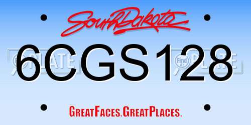 6CGS128 South Dakota License Plate