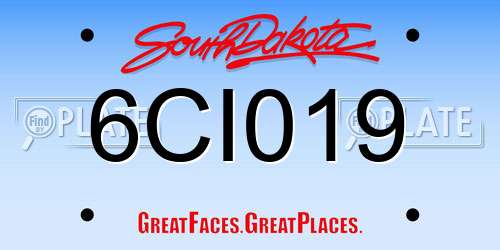 6CI019 South Dakota License Plate