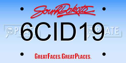 6CID19 South Dakota License Plate
