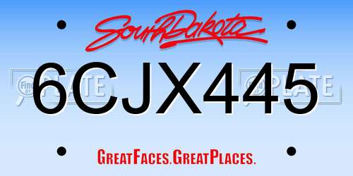 6CJX445 South Dakota License Plate