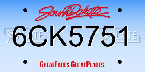 6CK5751 South Dakota License Plate