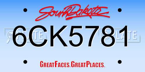 6CK5781 South Dakota License Plate