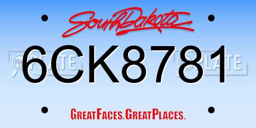 6CK8781 South Dakota License Plate