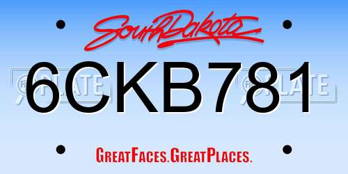 6CKB781 South Dakota License Plate