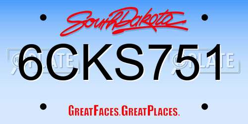 6CKS751 South Dakota License Plate