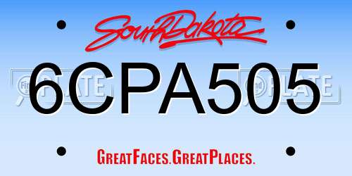 6CPA505 South Dakota License Plate