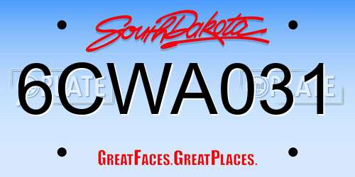 6CWA031 South Dakota License Plate