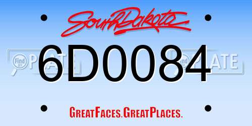 6D0084 South Dakota License Plate