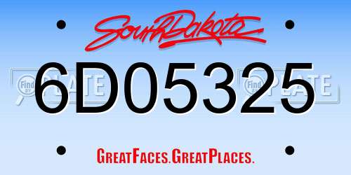 6D05325 South Dakota License Plate